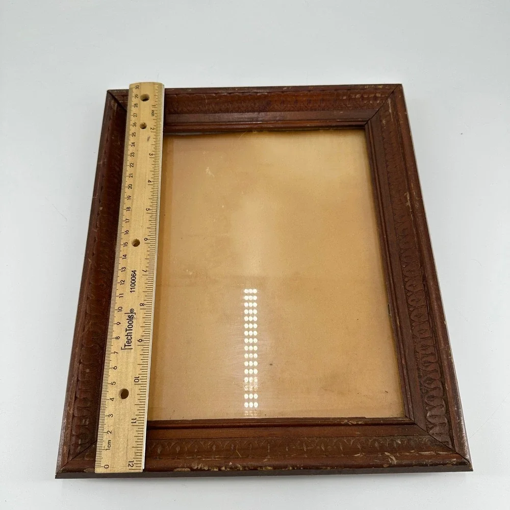 Vintage Ornate Dark Brown Wood 8x10 Picture Frame with Embossed Pattern
